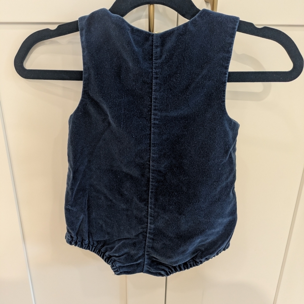 Navy Blue Baby Romper with Snowman Embroidery - Picture 4 of 4